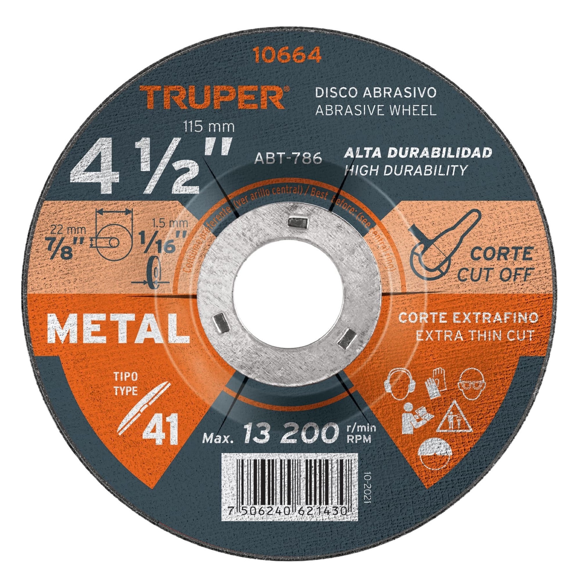 Disco Corte De Metal De 4.1/2". Uso General